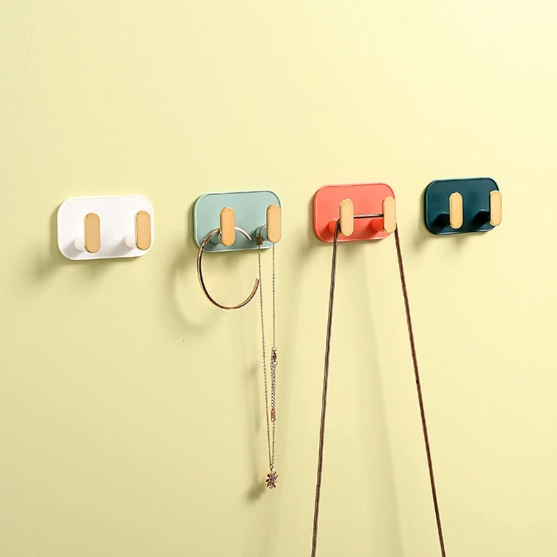 

Nordic Style Wall Hook Double Hooks Hanger for Key Keychain Waterproof Hangers for Home Kitchen Bathroom Bedroom Towel Bag