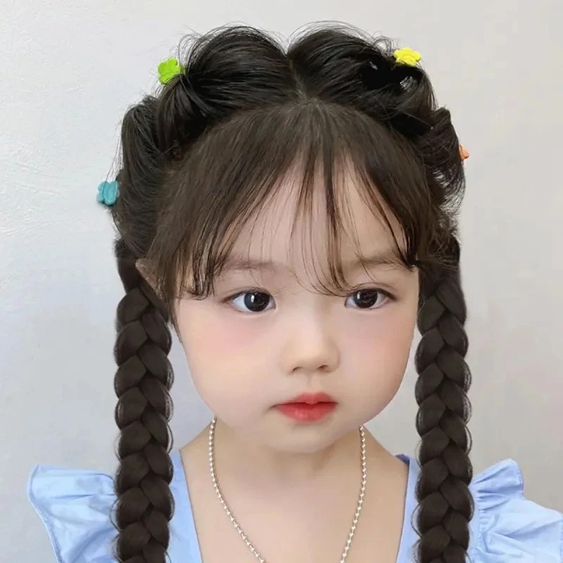 Kids Wig Ponytail Woman Hand-woven Braids Double Plait Baby Hair Ornament Dirty Pigtail in Children Coronet Accessories for Girl 6
