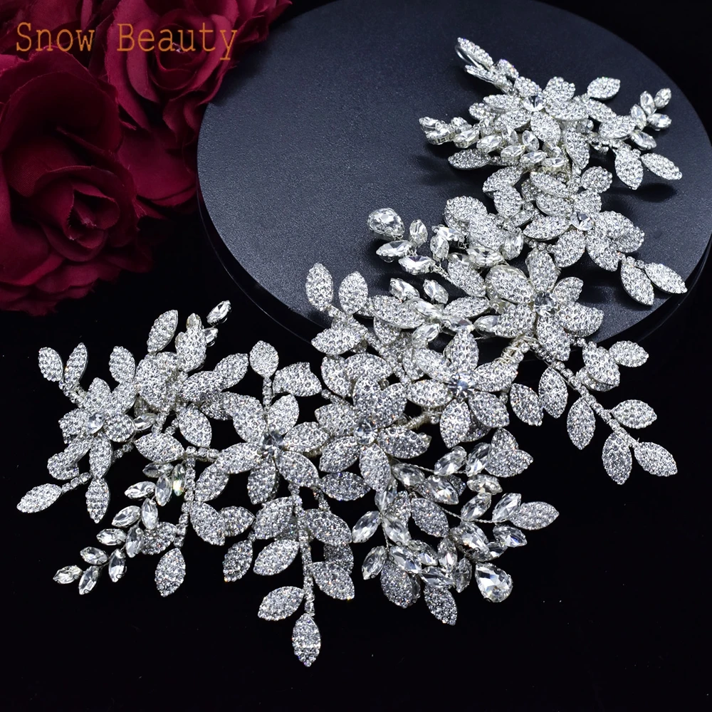 DZ027 Silver Bridal Crowns Elegant Wedding Headwear Crystal Tiara Party Jewelry Princess Head Band Rhinestone Bride Headpieces