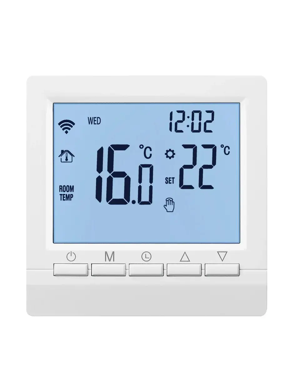 Programmable Digital Thermostat with Battery-Powered Heating Control and Wall Mount
