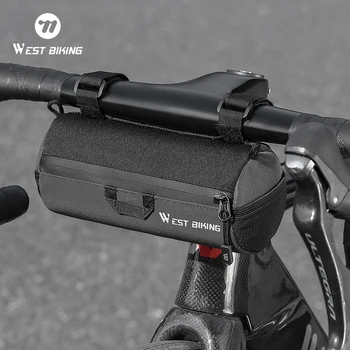WEST BIKING Borsa da manubrio per bici, portatile, riflettente, a tracolla, per ciclismo, MTB, bici da strada, scooter, borsa porta attrezzi anteriore con fascia elastica