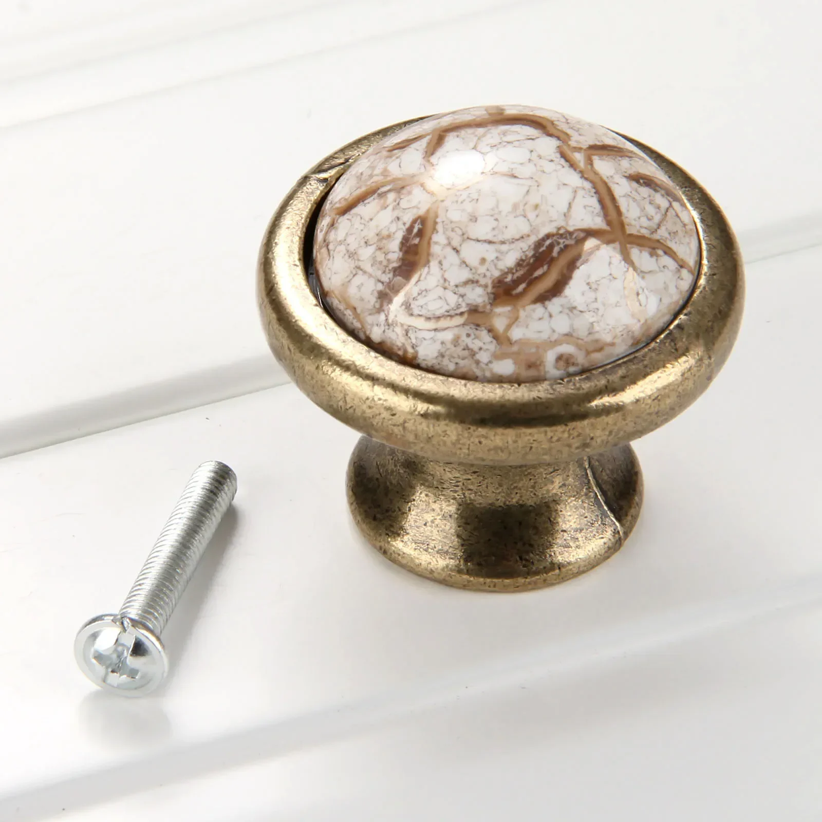1Pc Antique Furniture Door Knobs & Handles Marble Ceramic Kitchen Cupboard Cabinet Wardrobe Dresser Drawer Knob Pulls 32/37mm furniture knobs