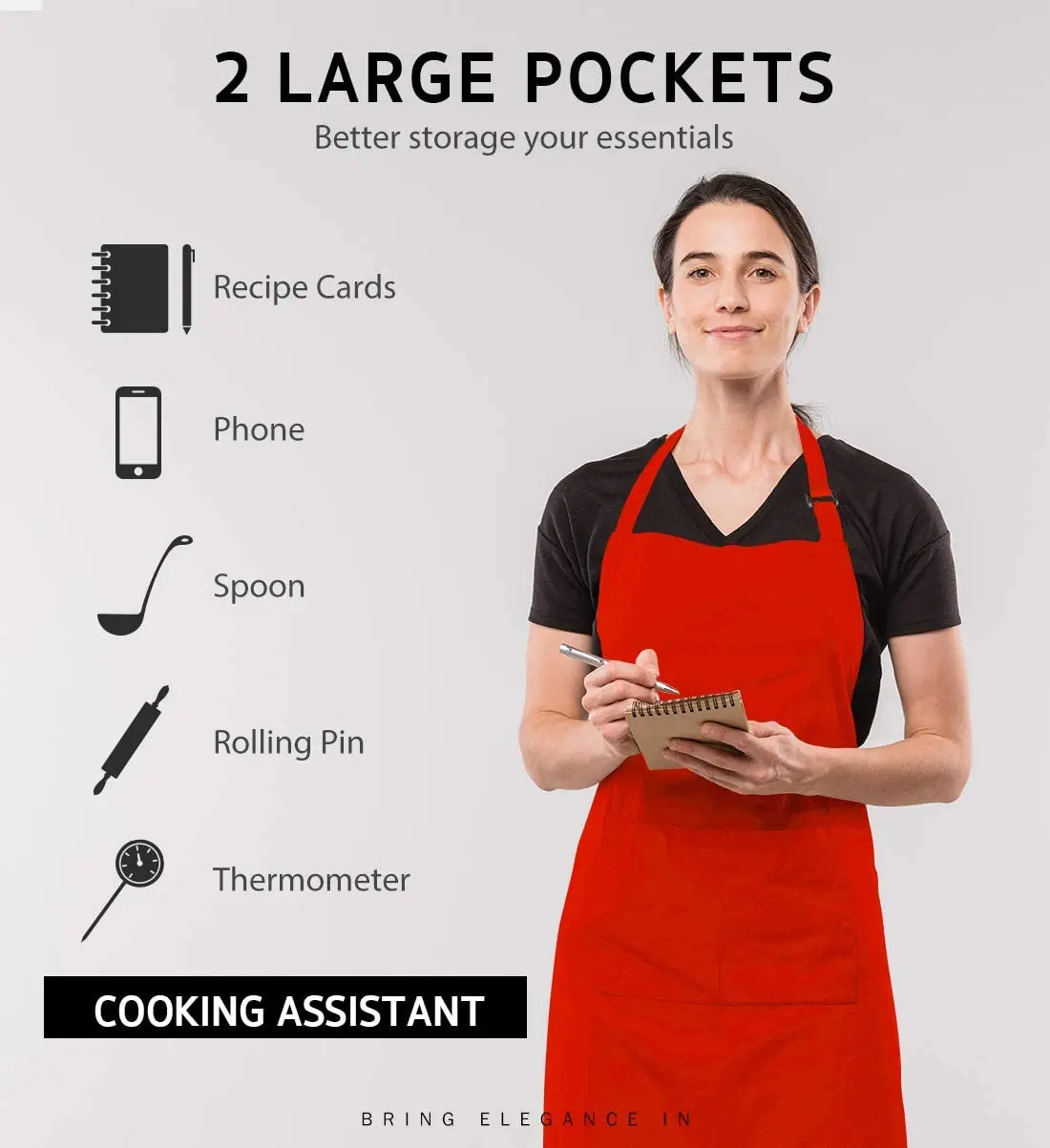 Custom Design Brand Logo Black Unisex Waiter Cooking Restaurant Pocket Printing Adjustable Hanging Neck Men Aprons for Woman 3
