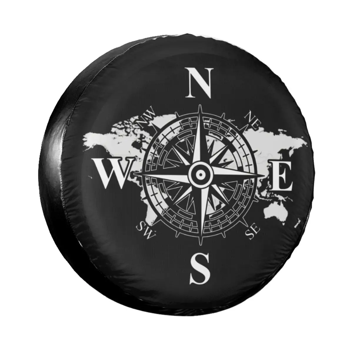 

Compass With World Map Spare Wheel Tire Cover For Suzuki Mitsubish Cardinal Earth Points Vehicle Accessories 14"15" 16 17