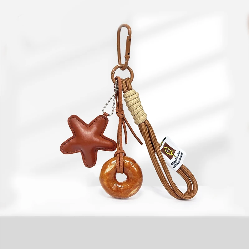 Miu Series American Style Baseball Keychain PU Leather Letter B Backpack Pendant