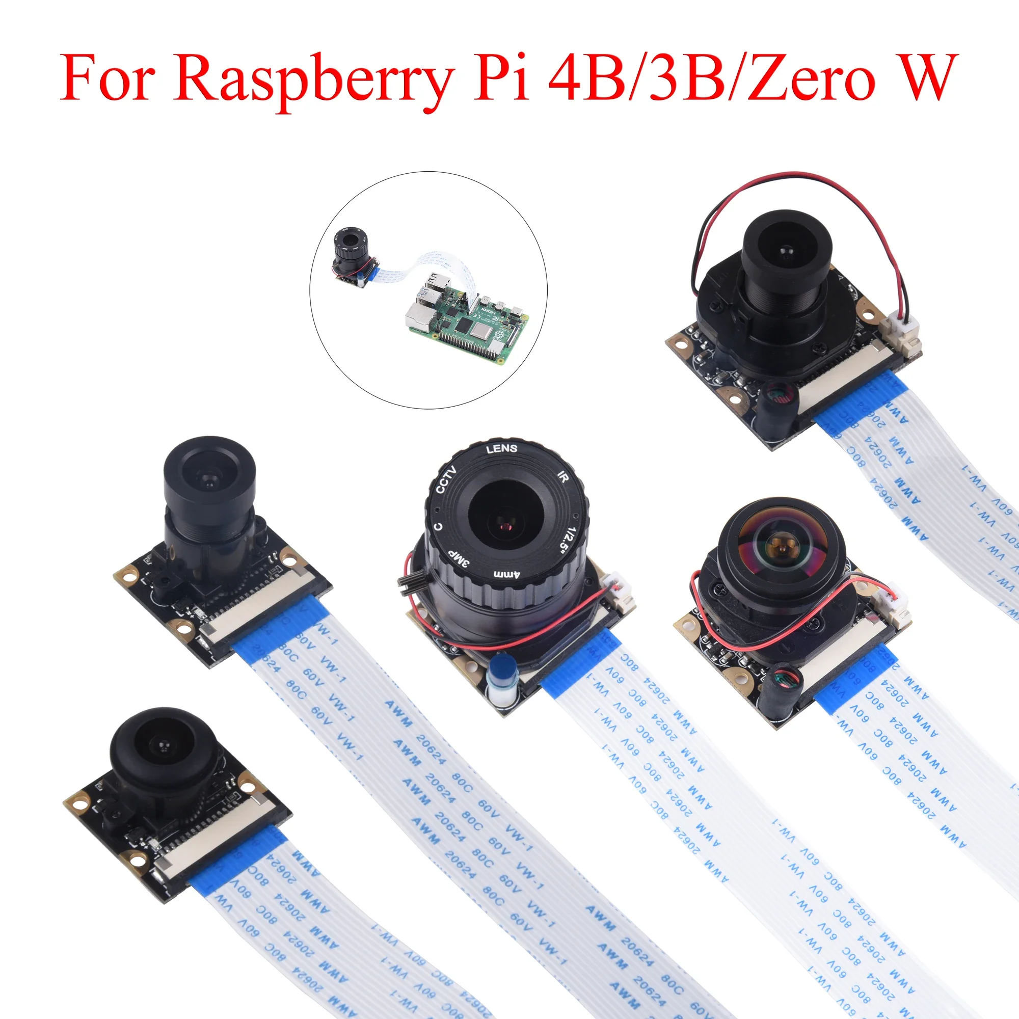 Modulo Fotocamera Raspberry Pi Day/Night Vision 65 °/75 °/130 °/175 ° 5Mp Webcam Con Sensore Ir Light Per Raspberry Pi 5/4B/3B +/3B Zerow