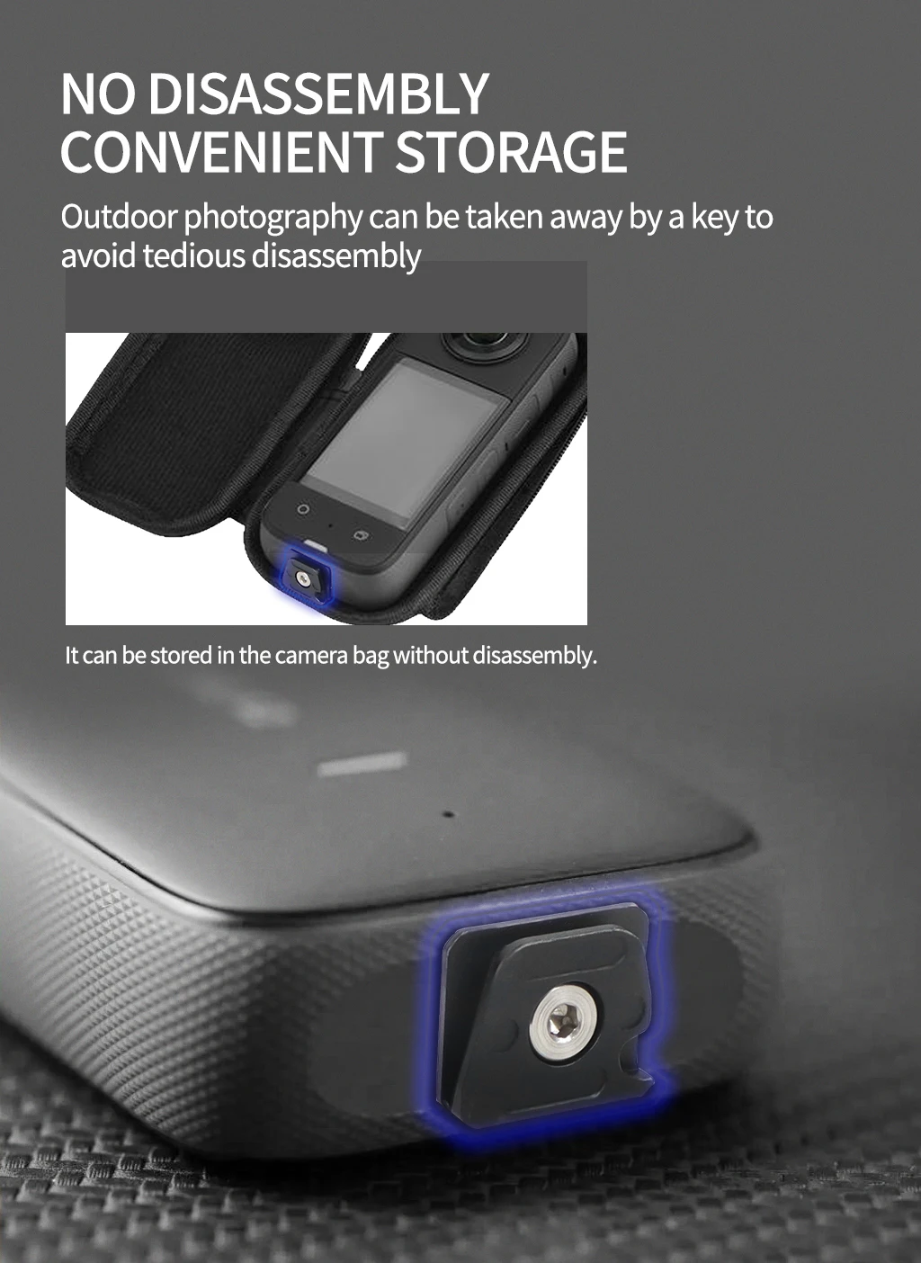 Monitorhalterungsplatte mit Schnellspannklemme, schneller Wechsel, 1/4-Zoll-Schraube für Gopro Insta360 Osmo 360 Stativ, Schienensystem, Stabilisator – Detail 4