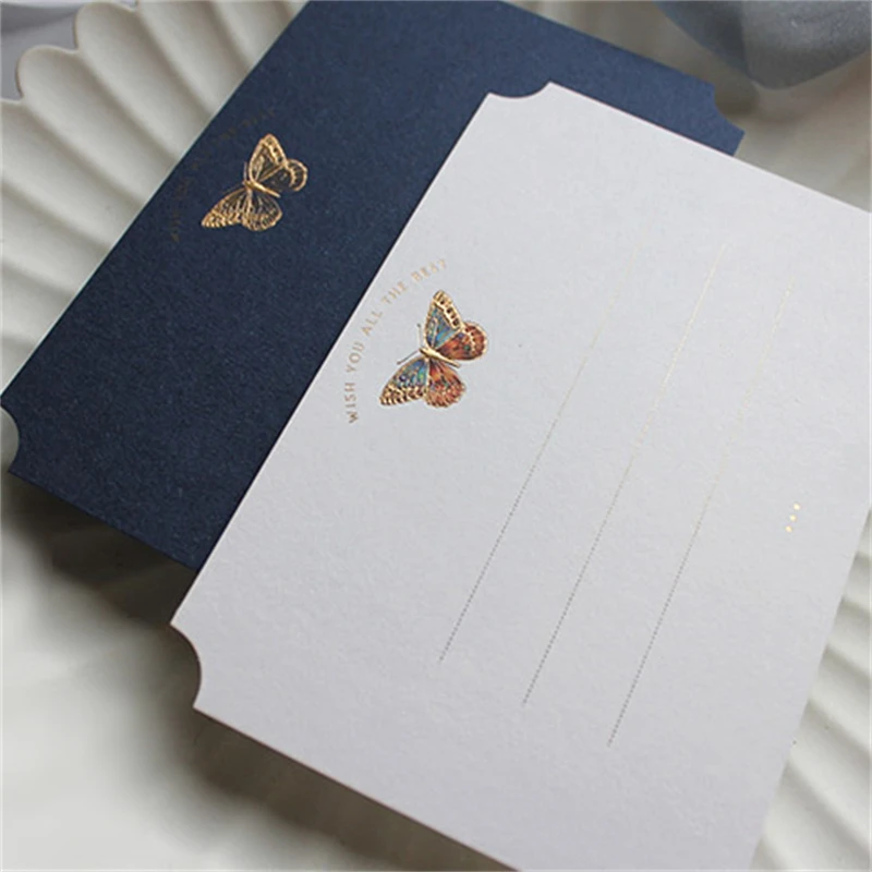 Greeting Card Light Luxury Embossed Stereo Bronzing Butterfly Pattern Gift Message Card Wedding Invitation