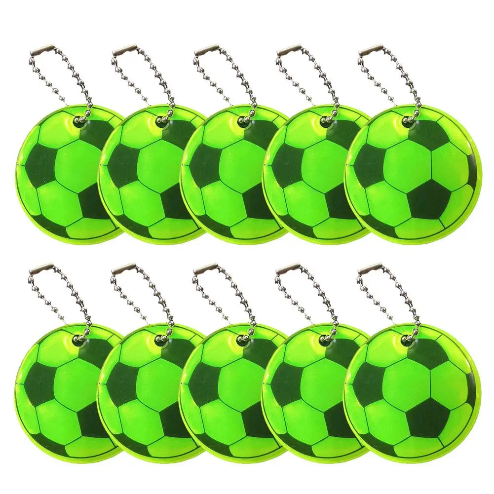 Football Party Toys 10PCS Football Reflective Keychain for Kids Night Safety Key Chain for Bags Backpack Pendant Reflector Things Traffic S Z9S0