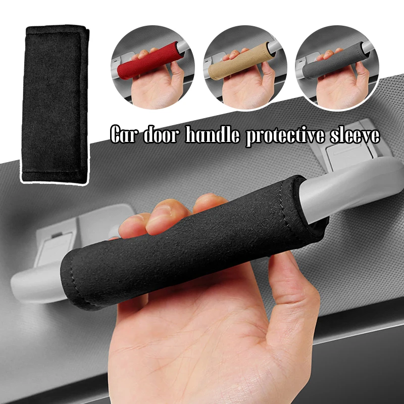 

2pcs Black Car Door Handle Protector Universal Roof Armrest Protector Accessory Handbrake Sleeve Safety Belt Shoulder Protector
