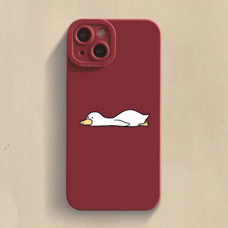 thumbnail image 1 of Cute Cartoon Lying Flat Duck Phone Case For iPhone 15 Pro Max 11 12 Mini 13 14 Pro Max X XS XR 7 8 14 15Plus Soft Silicone Cover, 1 of 5