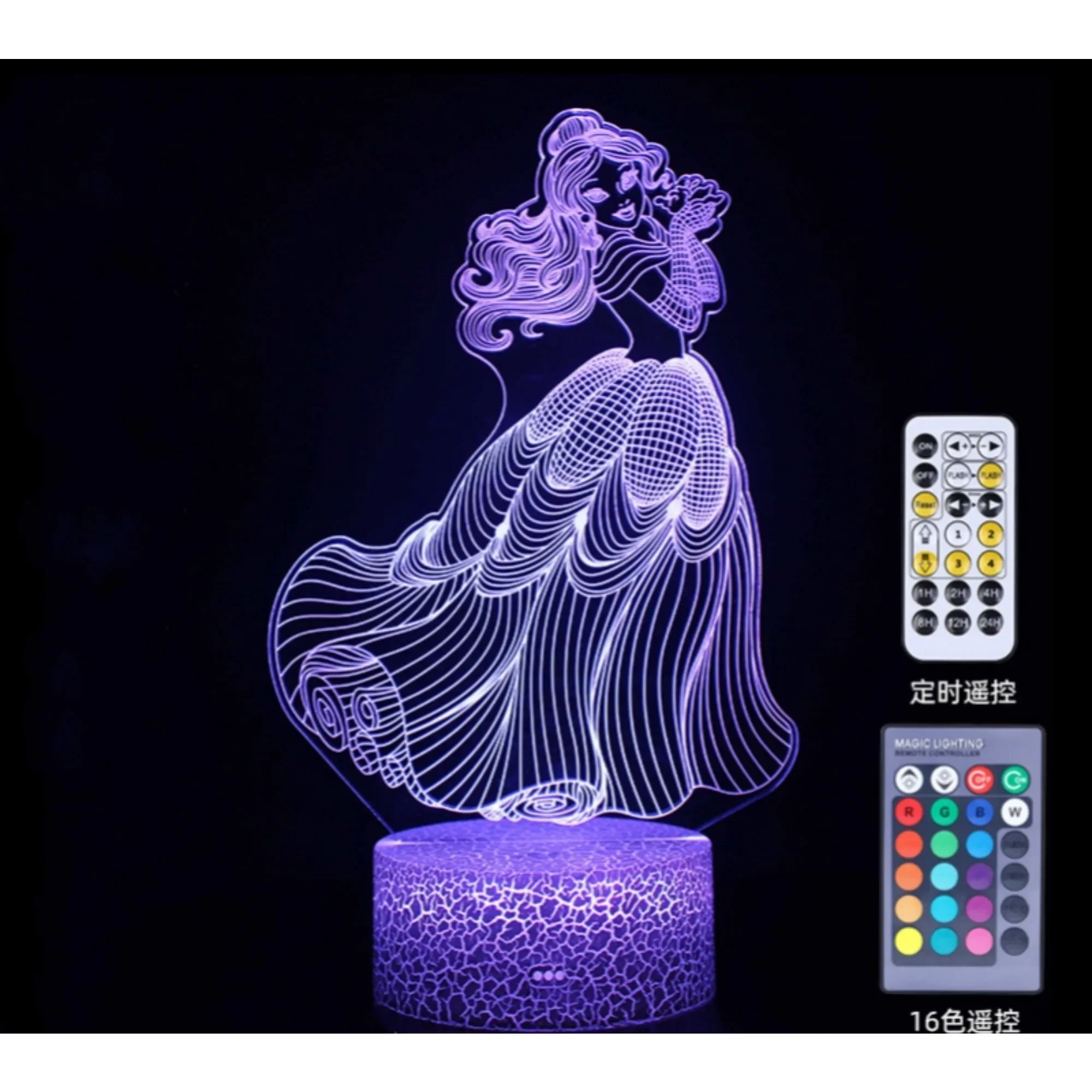 

Disney Cartoon Frozen Princess Acrylic 3D LED Night Light 16 Color Color Changing Light Bedroom Decorative Toys Kids Birthday