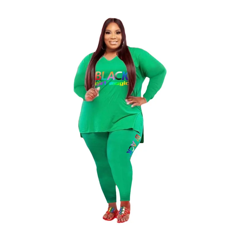 XL-5XL 플러스 사이즈 세트, 여성 의류, 2023 패션, 여름 가을, 긴 소매, 루즈 투피스 세트, 여성 의상, 여성 바지 정장