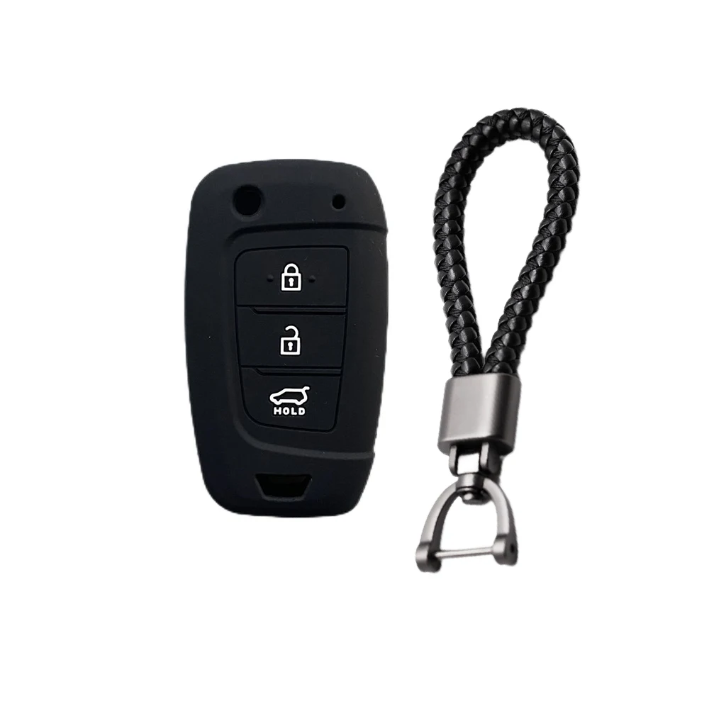 3 Buttons Silicone Car Key Cover Case Protector for Hyundai Solaris 2 Elantra I30 I35 I40 Tucson Kona Flip Remote Keychain Key Case Key Case Cover Car Key Shell