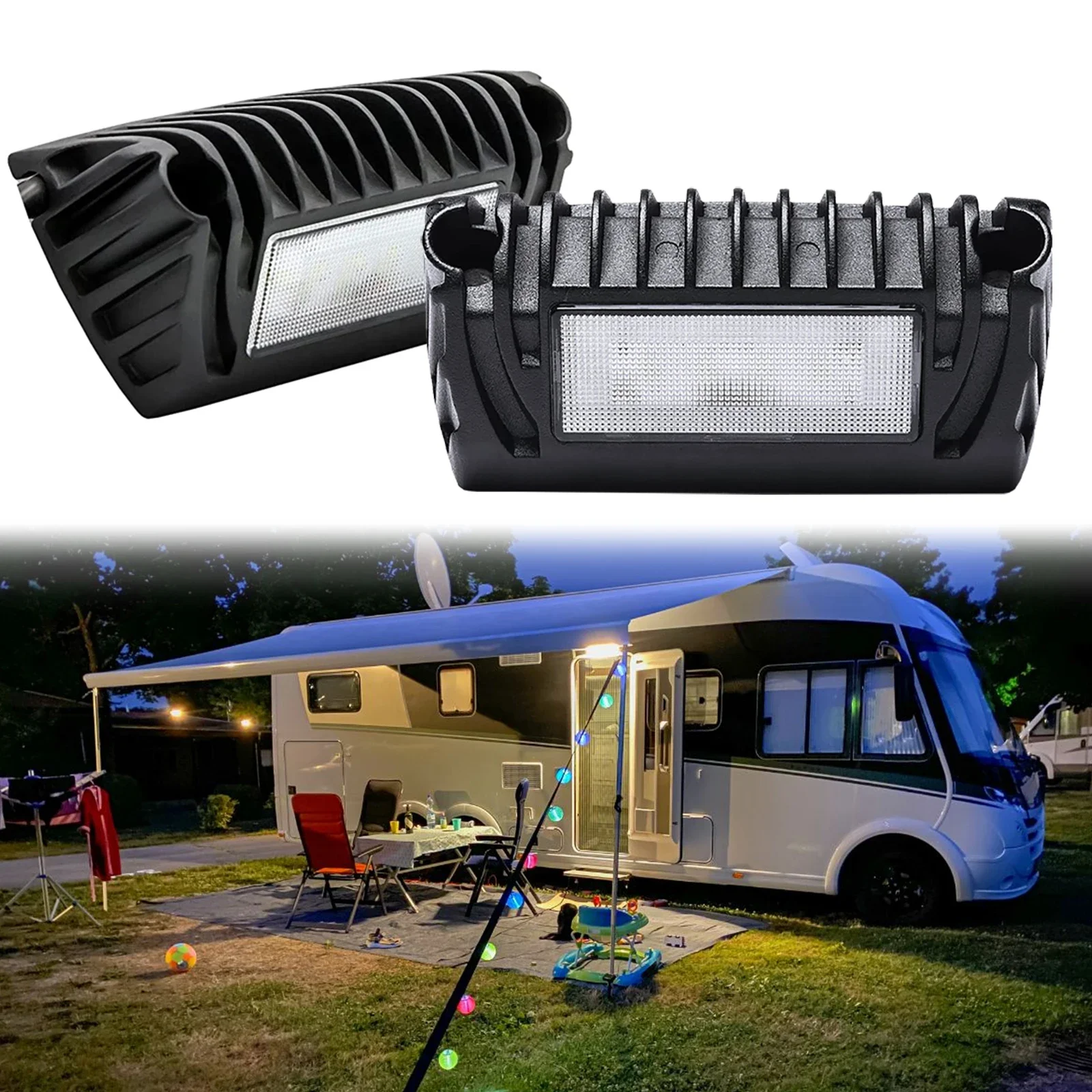 2x RV Exterior LED Porch Utility Light 12V 750 Lumen Awning Lights Lighting LED Porch Lights for Most RVs Trailers Campers