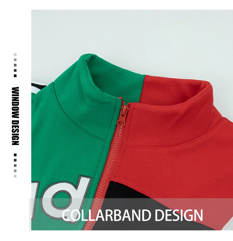 Description Picture 4 of itemWomens Cropped Jackets Lady Color Block Y2K Crop Bomber Jackets Red Patches Green female Outerwears Coats For Fall&winter