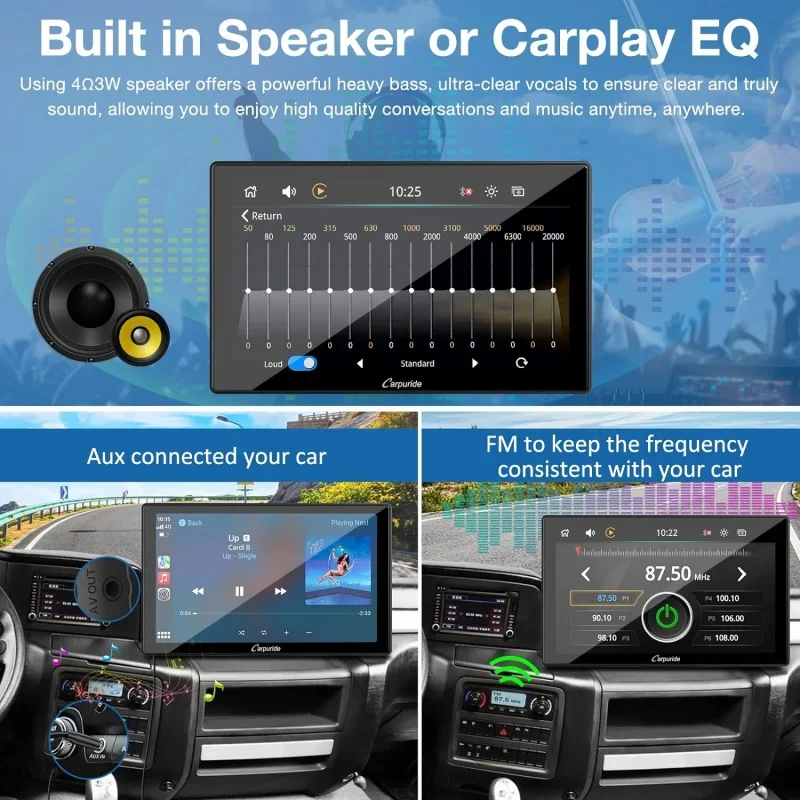Carpuride-ポータブルカーステレオ、Apple CarplayおよびAndroid自動 
