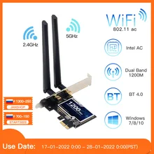 Carte réseau sans fil 1200 Mbps, adaptateur 802.11 ac, carte Wlan 2.4G/5 GHz, 4.0 mb/s, PCI-e express, accessoire pour ordinateur de bureau Win 7, 8, 10, avec Wifi, Bluetooth 4.0,