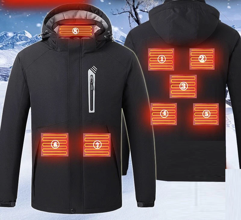 

Зимняя куртка с USB-подогревом для мужчин и женщин, парка, уличная походная куртка, плотное теплое хлопковое пальто, ветрозащитная Водонепроницаемая ветровка