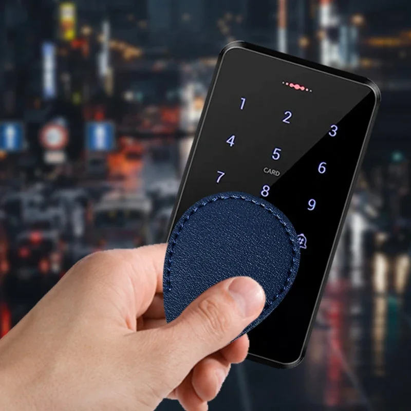 PU Leather Card Holder Key Ring Water Drop Shaped Key Case Keychain Doorlock Access Control Tags Keyfob Tag ID Card Case For Key Organizer Key Protector Key Case Key Purse Key Holder