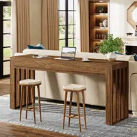 63" Rectangular Counter Height Bar Dining Table Rustic Brown Kitchen Bistro Restaurant Customized 4