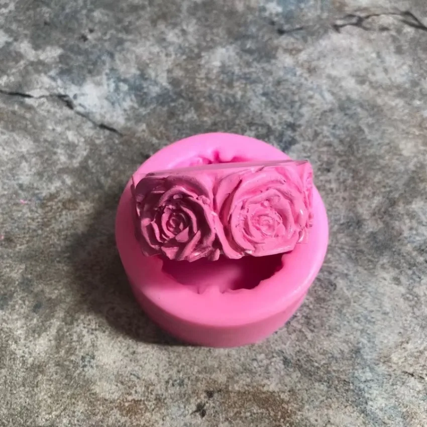 1 Pcs 3D Round Rose Flowers Soap Mold Cylindrical Silicone Mold Candle Molds Craft Decoration Soap Diy