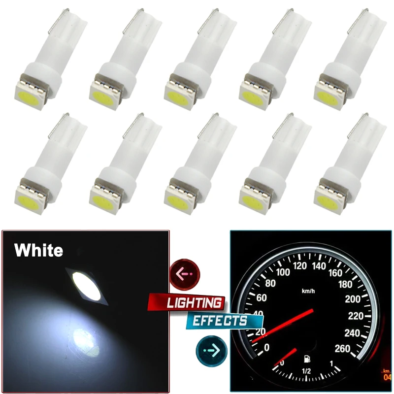 10 Pcs/lot Car Dashboard Dash Light T5 Led Bulb 12v 7000k 5050smd Auto