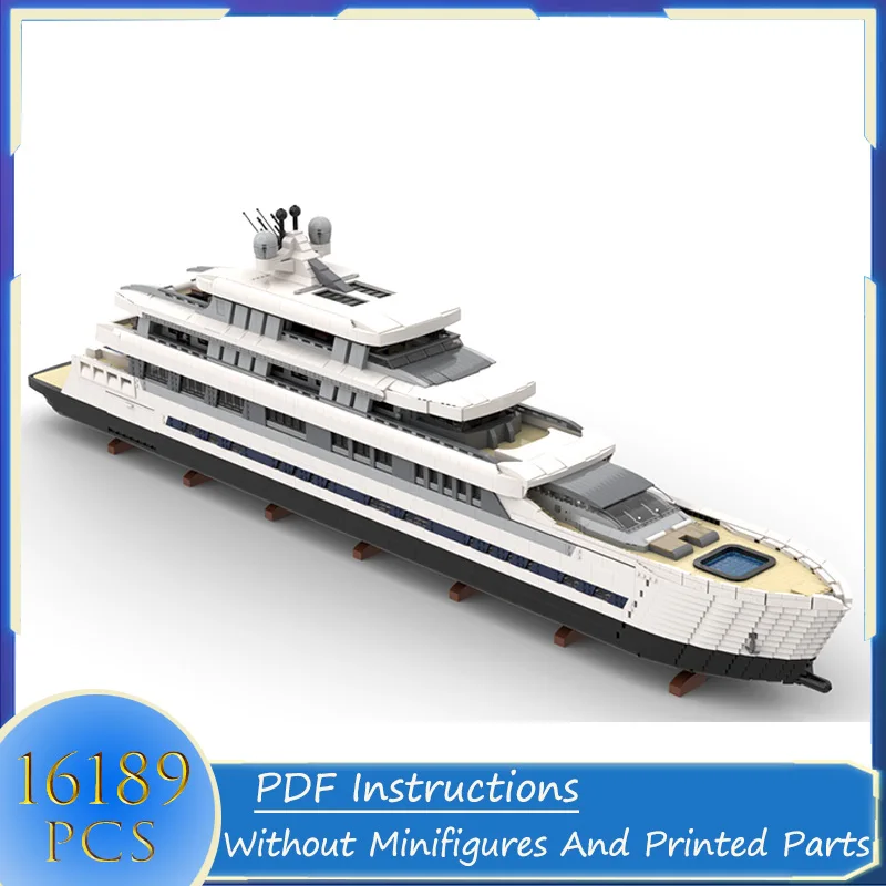 Creative Moc Building Blocks Large Luxury Yacht - White Version Boat Ship Model Transport Bricks Assemblaggio Fai Da Te Toy Festival Gifts