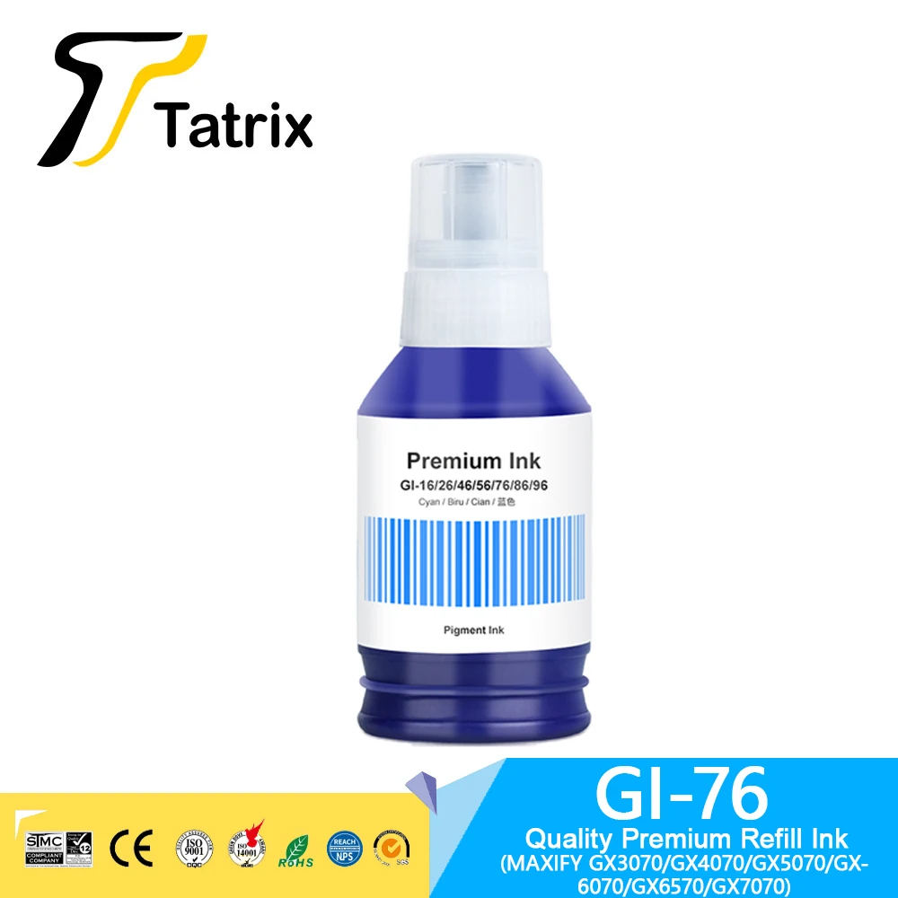 Tatrix GI 76 GI76 GI-76 Premium Compatible Refill Ink for Canon MAXIFY GX3070/GX4070/GX5070/GX6070/GX6570/GX7070 Printer
