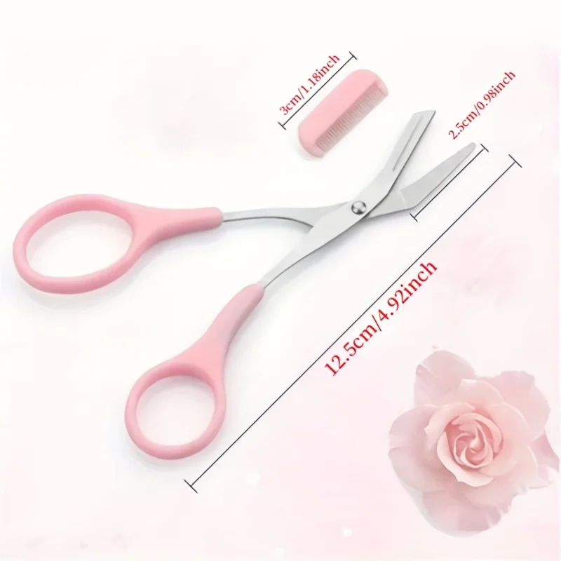 Eyebrow Trimming Scissors With Built-In Comb - Stainless Steel, Precise Grooming Tool, Perfect Eyebrow Tool 3