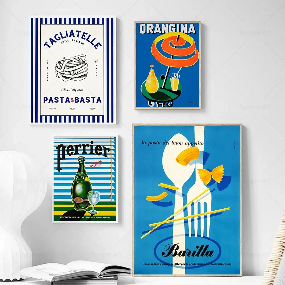 300 mediterranean kitchen posters bundle, retro café... Vintage Food&Drink Advertising Posters Italian Pasta Wall Art Canvas ...