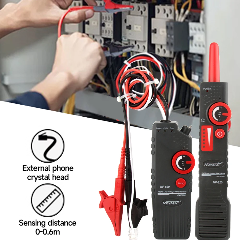 Noyafa Underground Cable Tracker High& Low Voltage Wire Tracker Anti-Interference Cable Locator Wire Locator Network Line Finder 4