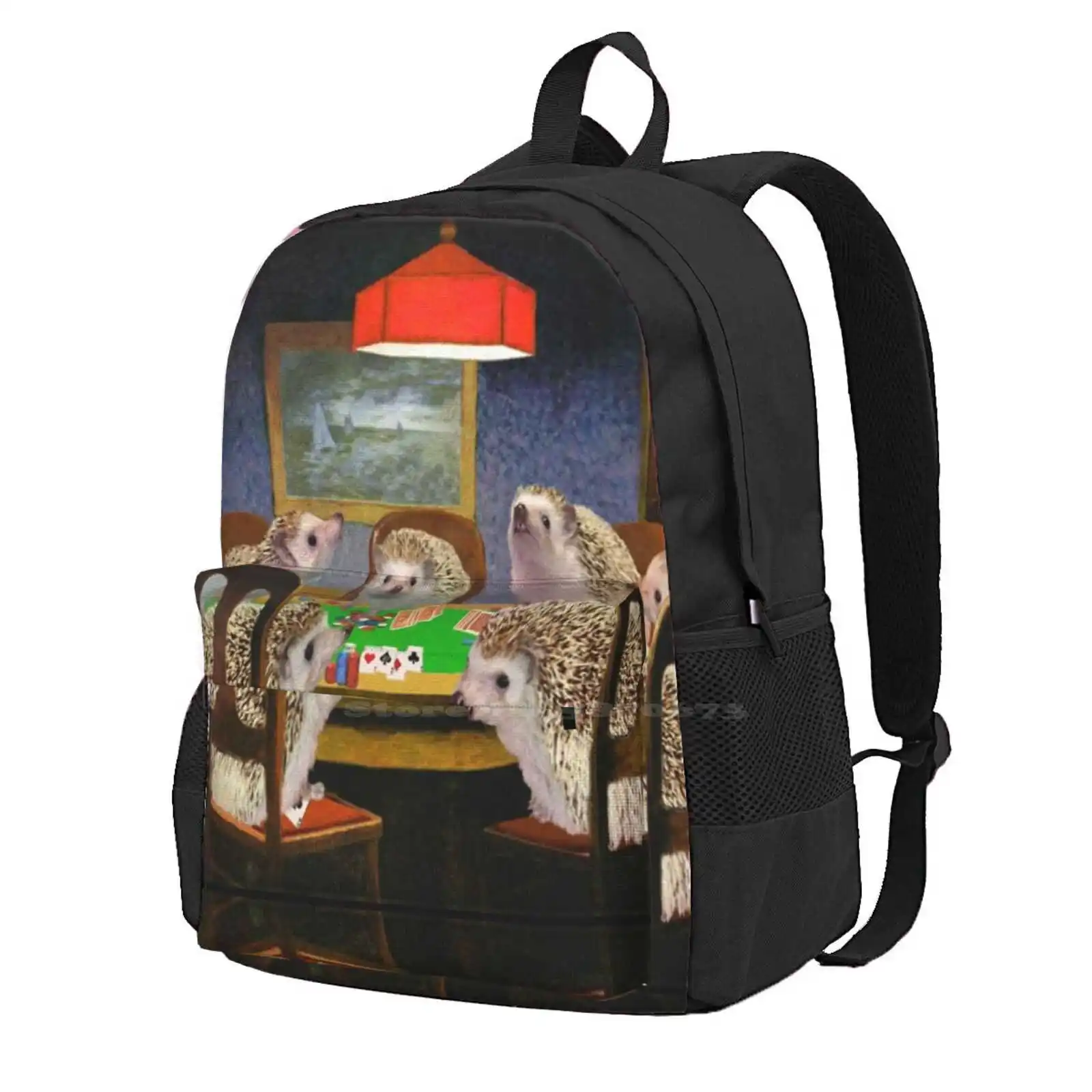 

Hedgehogs Playing Poker Hot Sale Backpack Fashion Bags Hedgehog Fine Art Hogs Playing Poker Americana Dogs Playing Poker