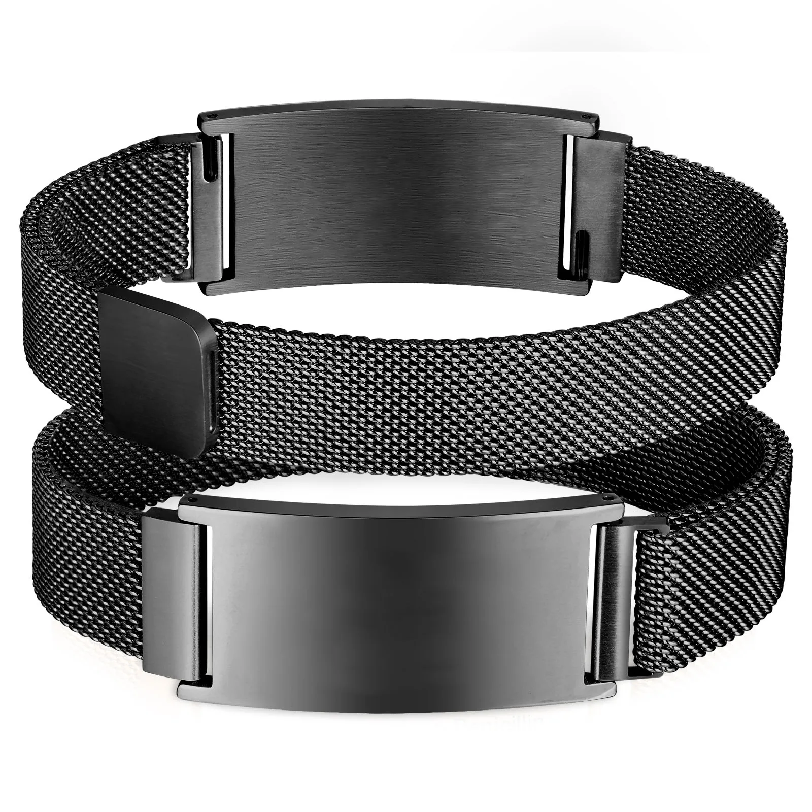 Gualiy Men's Stainless Steel & Leather Bracelet With Black Gold Buckle, Punk Style, 20cm Length, Hypoallergenic - View #3