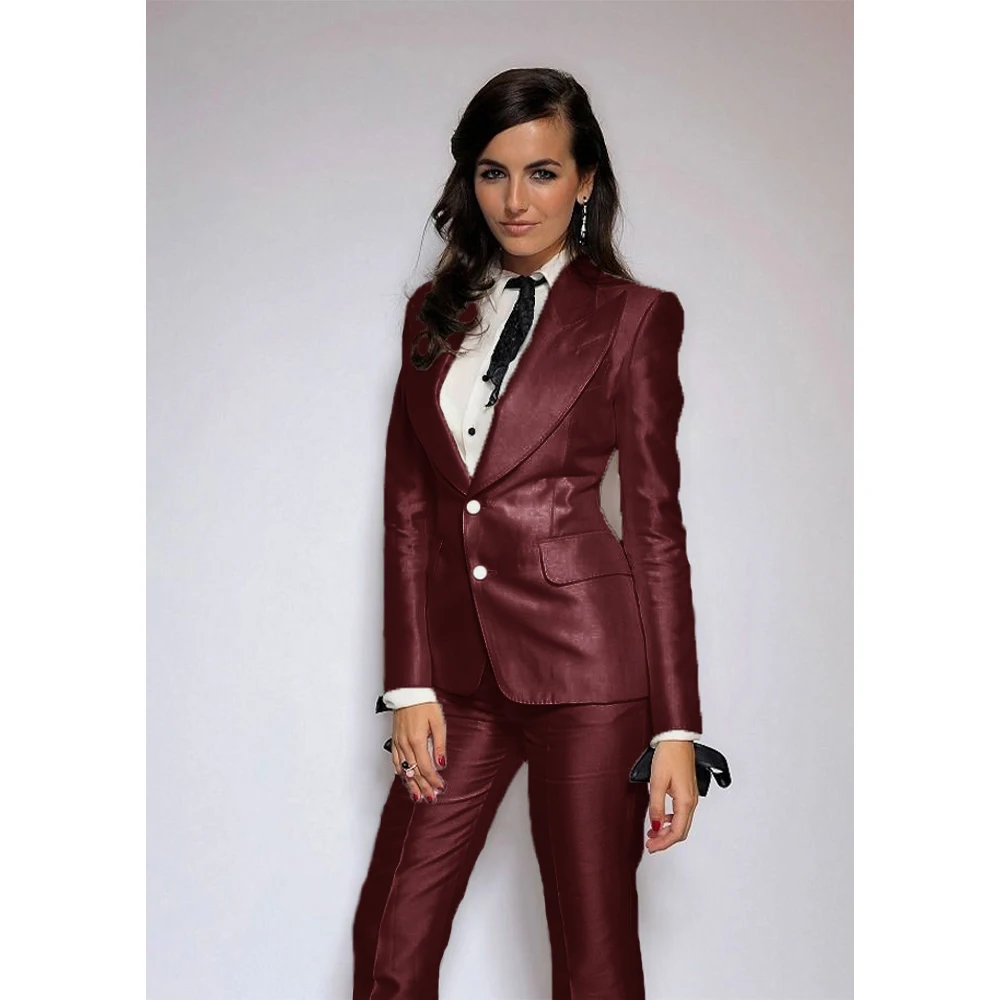 Damen Samt-Anzug 2-teilig – Blazer & Hose, Kerbe-Revers, Elegant Für Hochzeit & Business