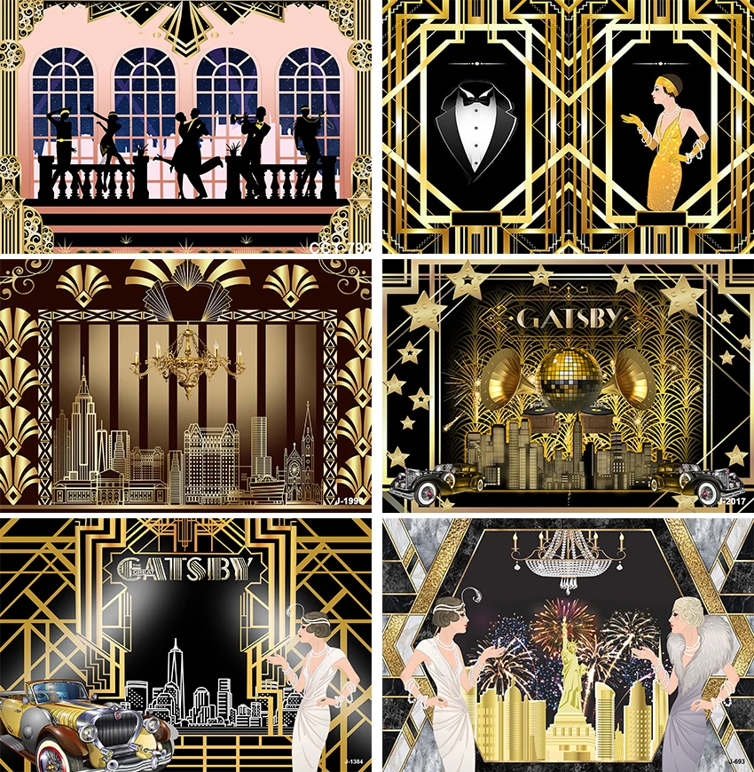 Gatsby Theme Roaring 20s Birthday Party Decoration Banner Backdrop