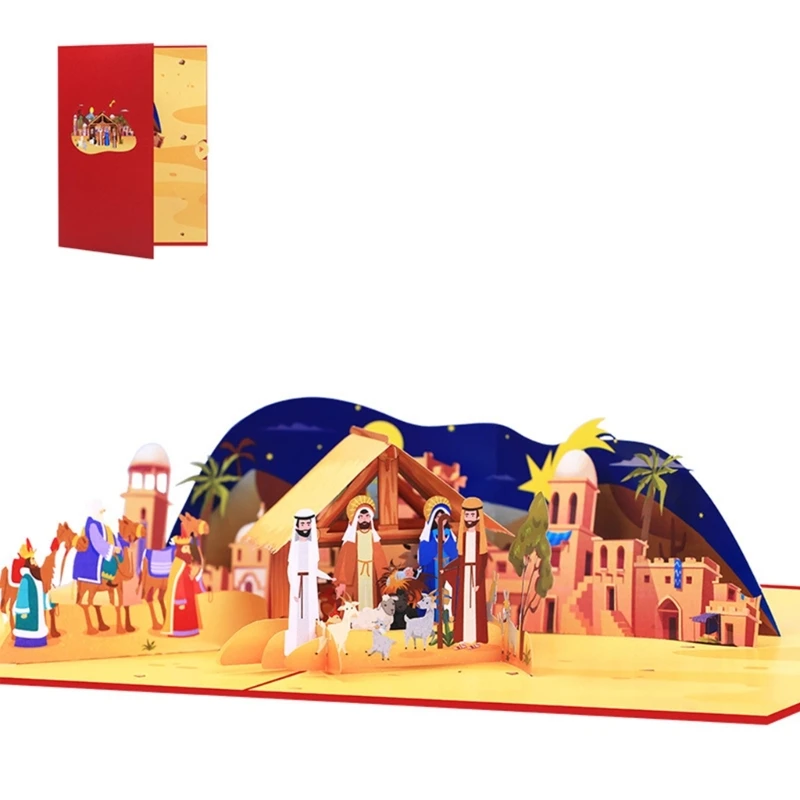 Christmas House Scene 3D Greeting Card Festival Gifts Postcard Handmade Festives Decoration for Holiday Celebration