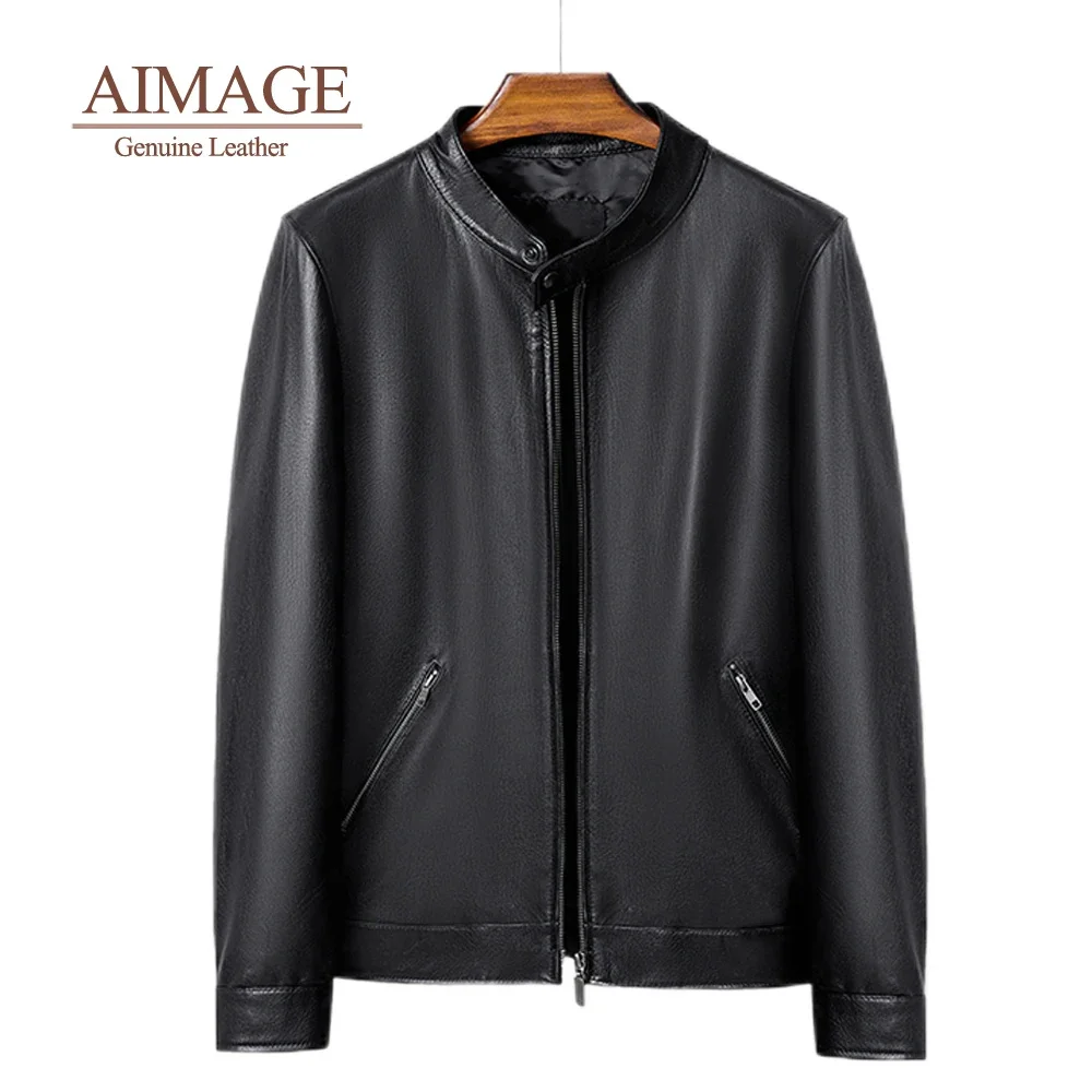 

100%Natural Sheepskin Jaqueta Couro Legítimo Masculino Business Jackets For Men Geniune Leather Chaqueta De cuero Hombre PY317