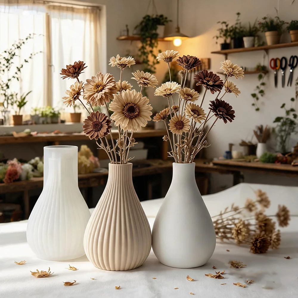 줄무늬 꽃병 실리콘 몰드 - DIY 시멘트 석고 꽃병 몰드 - 드라이플라워꽂이에 적합 - 홈데코레이션