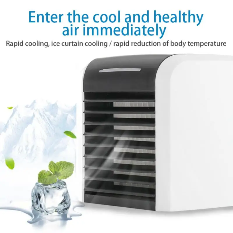 

Portable Air Conditioner Mini Evaporative Air Cooler Personal Rechargeable USB Fan Quiet Desk Fan With 2 Speeds For Home Office