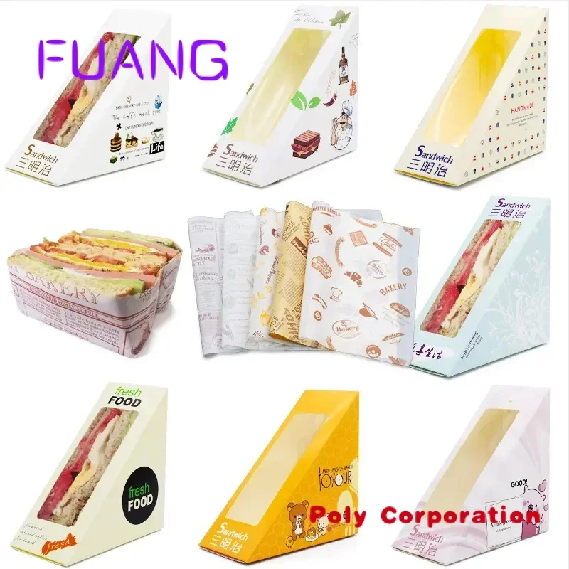 

Custom Customize Sandwichs Box With Window Takeaway Food Packaging