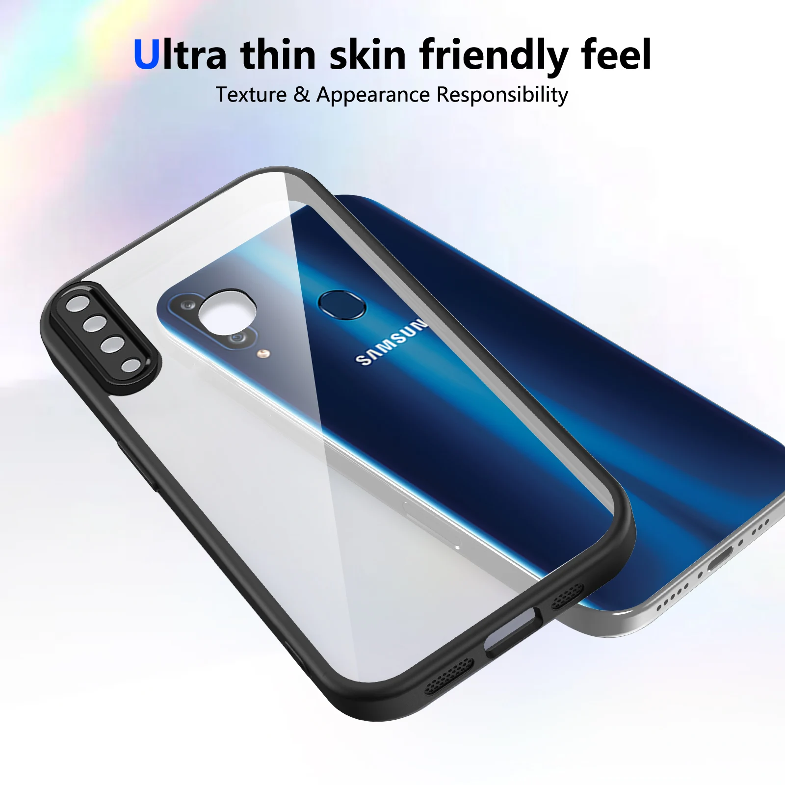 Enhanced Protective Clear Matte Back Cover with Air Cushion Silicon Bumper