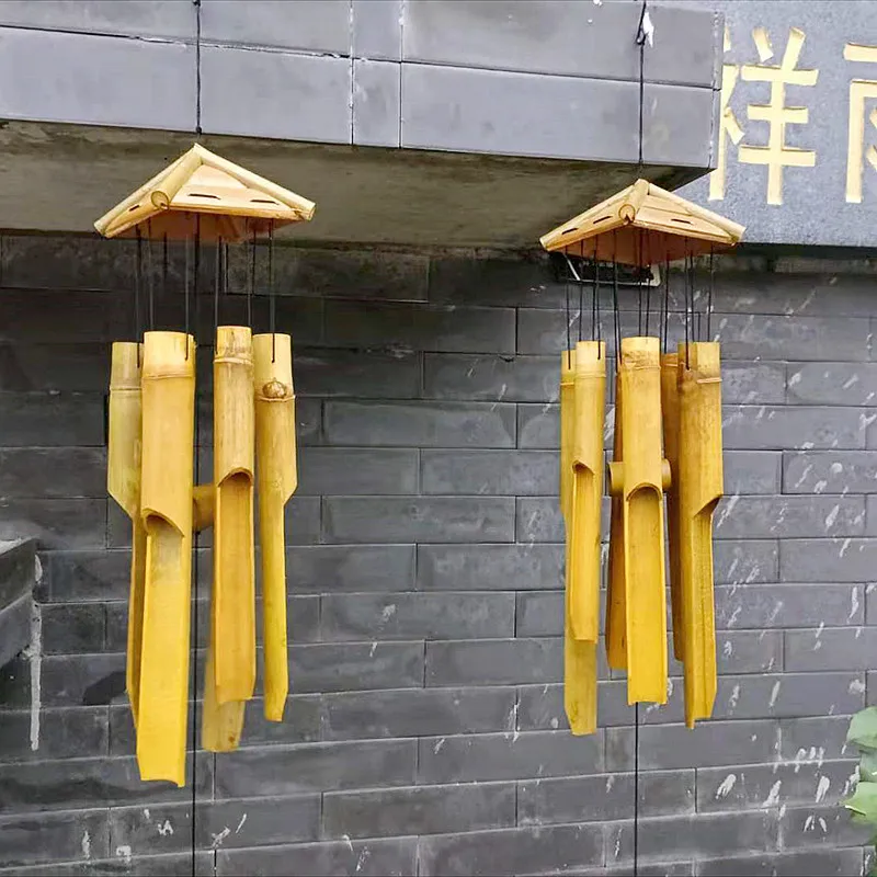 

Chord Wind Chimes Bamboo Hand-Cranked Vintage Bell Decoration Balcony Pendant