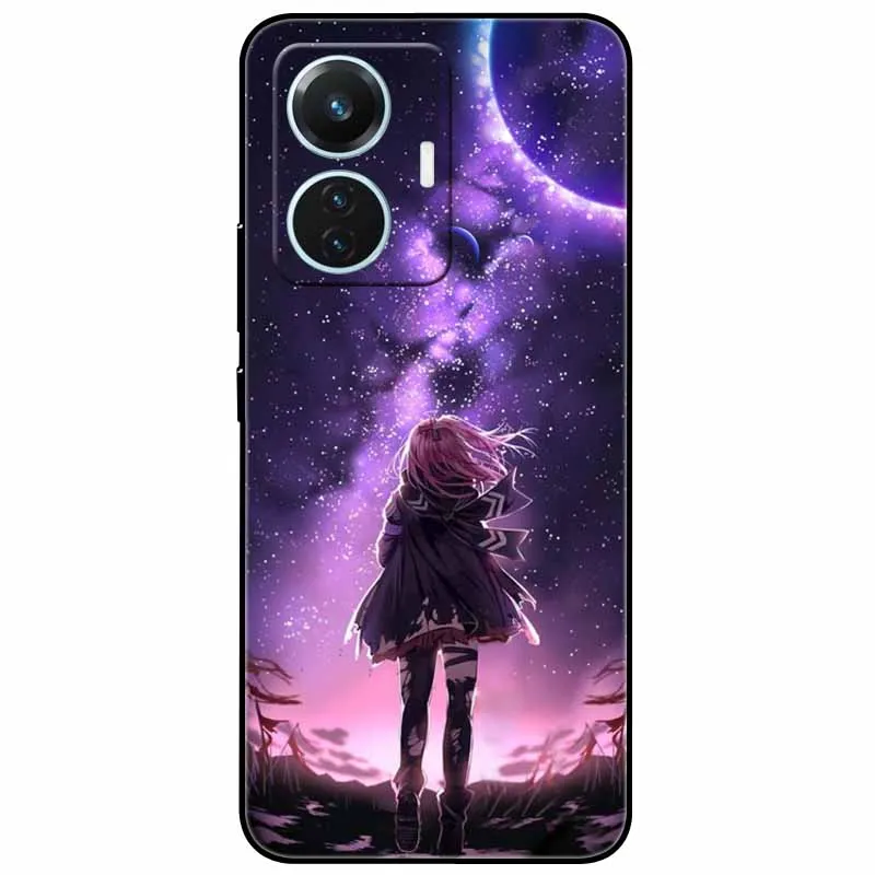 Starry Moon Black Silicone TPU Shockproof Case Cover