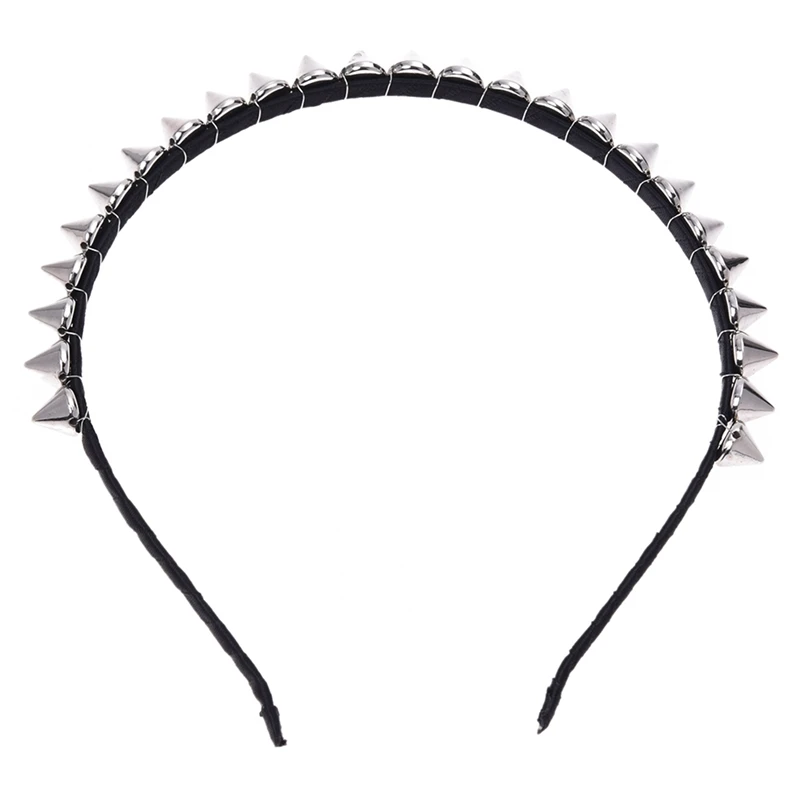 

4X Silver Metal Stud Rivet Spike Headband Hair Head Band Aliceband Punk Girl