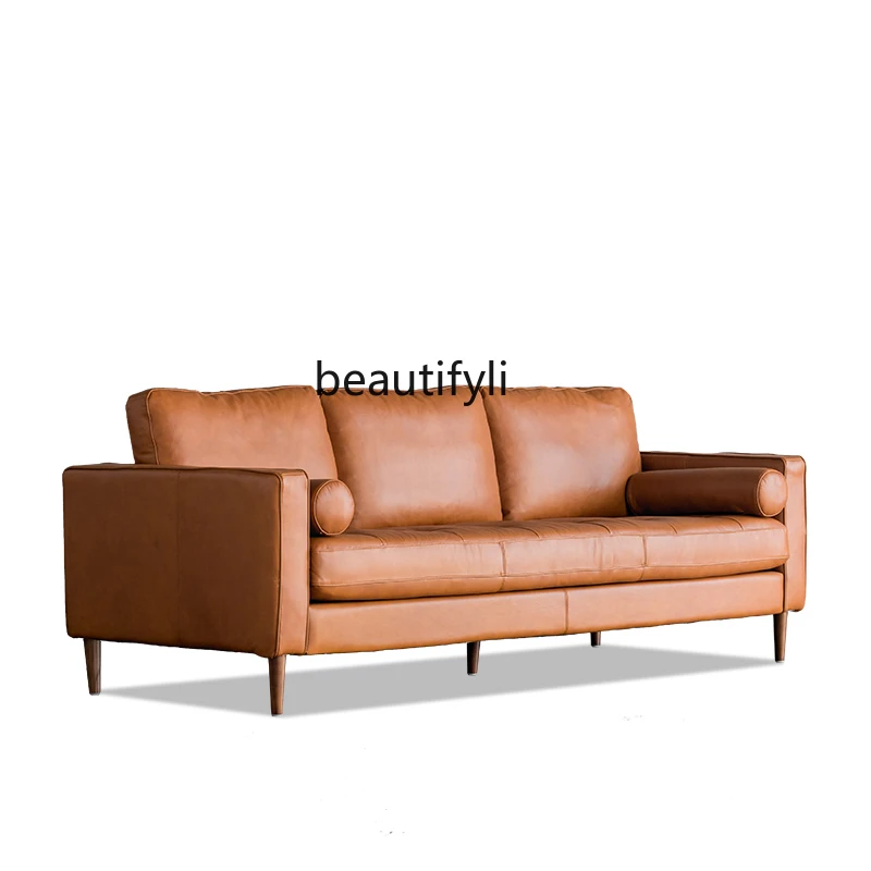 

Nordic Genuine Leather Sofa Modern Living Room Home First Layer Cowhide Full Leather Couch