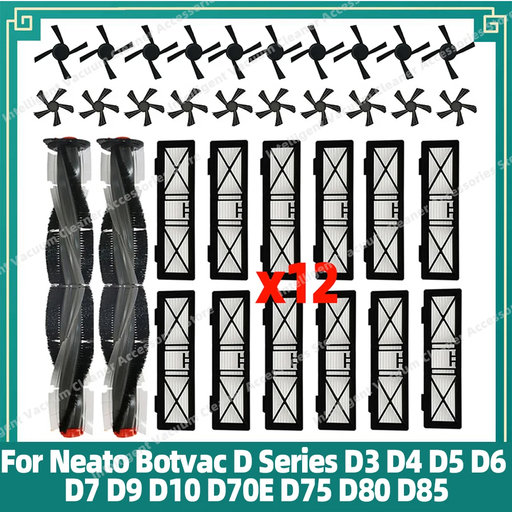 Совместимо с роботом-пылесосом Neato Botvac D Series D3 D4 D5 D6 D7 D9 D10 D70E D75 D80 D85 - Запасные части: основная щетка, боковая щетка и фильтр 3 шт для neato botvac d series запасные детали для d3 d4 d5 d6 d7