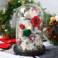 Diameter=25 Different Height Big Size Glass Dome Vase Log Antique Black Base Transparent Cover Friend Gift Wedding Decoration 2