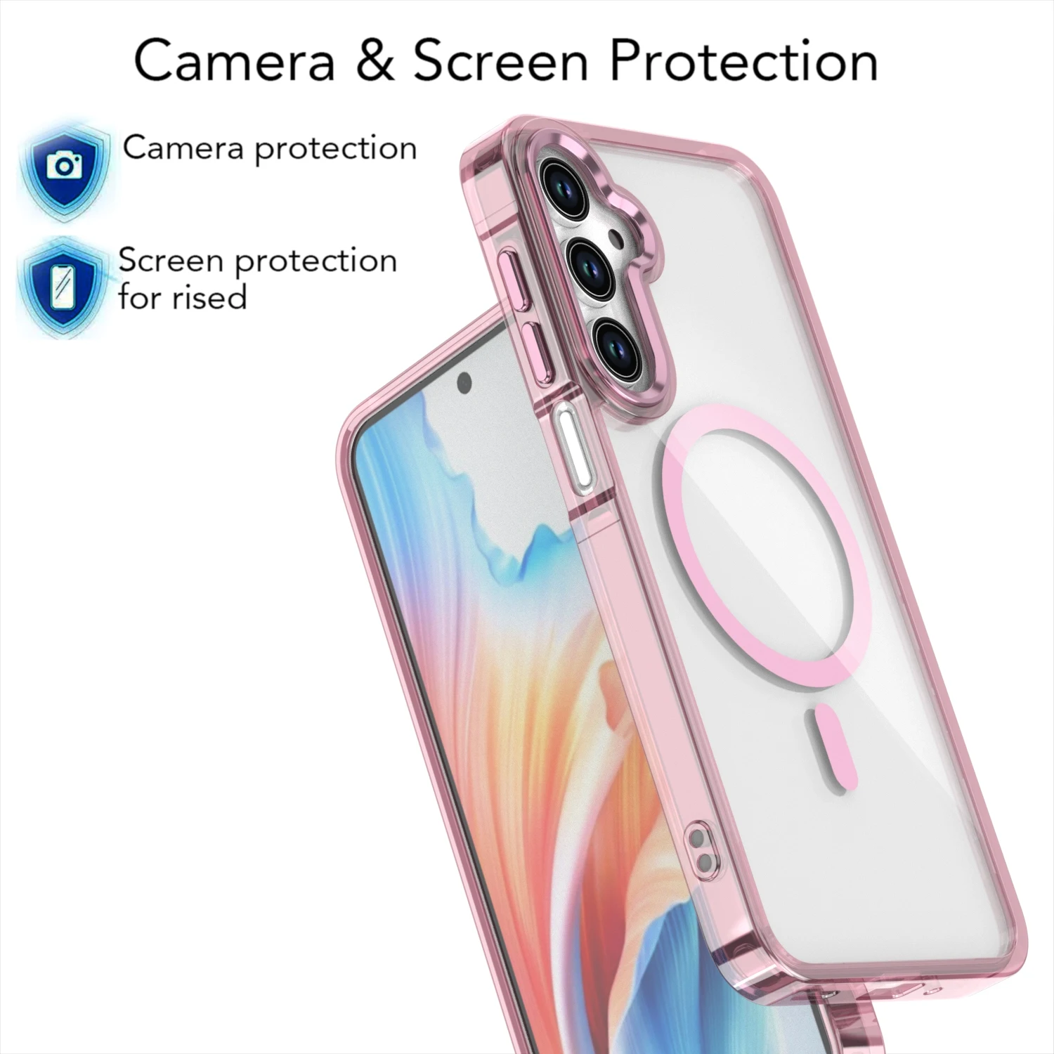 Clear Magnetic Phone Case, Shockproof Slim Protective Cover with MagSafe Compatibility