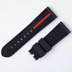 Camo Canvas Rubber Watchband Bracelet - Durable and Stylish - 26mm (Black - silver)
